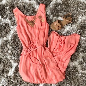 🍑Peach/Coral Sheer Maxi Dress with Mini Dress
